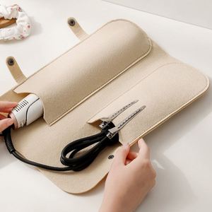 Sac de rangement portable pour fer à friser en feutre résistant à la chaleur, multi-poches, pour outils capillaires de voyage - Product Image 2