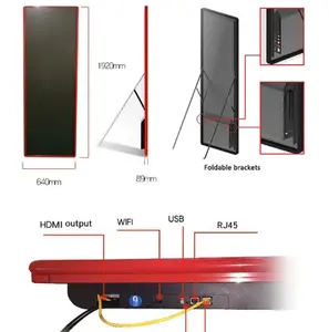 ในร่ม640*1920มิลลิเมตรโฆษณาโปสเตอร์ Led P2 P2.5 P3 HD โมดูล3กรัม4กรัม Wifi สมาร์ท Led กระจกโปสเตอร์