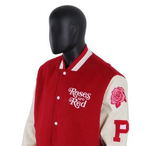 Chaqueta Bomber de Manga Larga de Cuero PU con Parche Bordado de Algodón Personalizado de Diseñador TOPSHOW para Hombre - Product Image 3