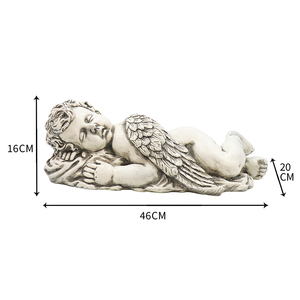 Peaceful Long Sleeping Angel Sculpture Antique Resin Cherub for Outdoor Flowerbed &amp; <strong>Grave</strong> Site Memorial <strong>Ornament</strong> - Product Image 6