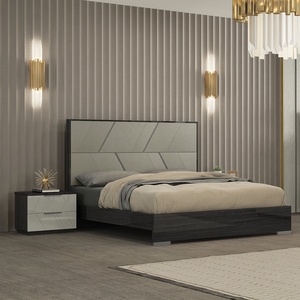 NOVA 2110JAA007 Ensembles de <span class=keywords><strong>chambre</strong></span> à coucher King Size modernes et brillants meubles pour adultes en MDF tête de lit <span class=keywords><strong>d</strong></span>'hôtel lit Queen Size - Product Image 1