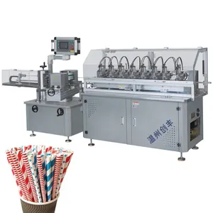 Eco Friendly Biodegradable Drinking Paper Straw Making Machine 325 - 350 Pcs/min. 8 Cutters Auto Splicer Paper and Glue English