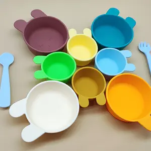 定制标志兔塑形体喂养碗可折叠礼品免费双酚a食品级硅胶婴儿碗