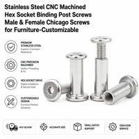 Vis de fixation hexagonales usinées CNC en acier inoxydable, vis Chicago mâles et femelles pour meubles - Personnalisables