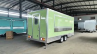 Remorque alimentaire carrée verte neuve à double essieu, intérieur en acier inoxydable, pour restauration rapide, crème glacée, résistante à la rouille, pour vente de nourriture de rue