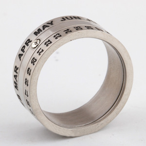 Anillo de calendario de acero inoxidable, banda giratoria de 8 mm con fecha, regalo de joyería unisex - Product Image 4