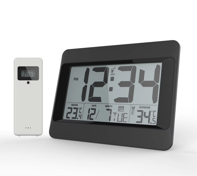 (Hot Offer) Desk Clock Digital Smart Table Clocks RC Clock with In/Outdoor Temperature