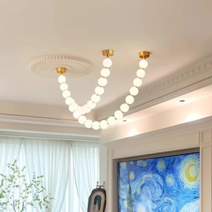 Lampade a Sospensione Minimaliste in Stile Nordico, Lampadario Moderno a Linea Sottile, Dimmerabile, a Forma di Collana di Perle <span class=keywords><strong>per</strong></span> Soggiorno - Product Image 5