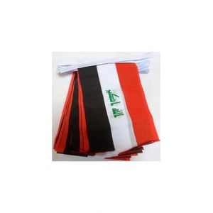 Hot Selling 10 Meters Bunting 30pcs 5.5'' X 8.2'' Iraq Iraqi String <b>Flags</b> 14 X 21 cm for National Events - Product Image 4