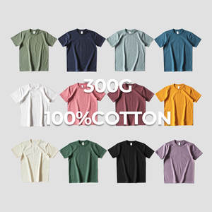 T-shirts de streetwear vierges de haute qualité pour hommes 300GSM poids lourd, 100% coton, coupe régulière et impression de logo personnalisé - Product Image 5