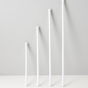 Telescopic Curtain Rod White Painted No Drilling Bathroom Kitchen Use Cylinder Shape Support Frame - Product Image 1