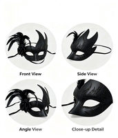 Masque de bal masqué HLC, masque de flamme demi-visage pour Halloween, masques de fête de carnaval, accessoires de cosplay, masques de costume