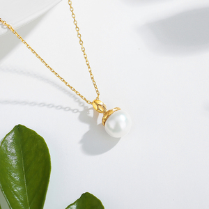 Gioielli <span class=keywords><strong>Pawnable</strong></span> oro fidanzamento regalo di amicizia donna vuoto oro 18K ciondolo perle naturali Colliers Pour Femmes - Product Image 3