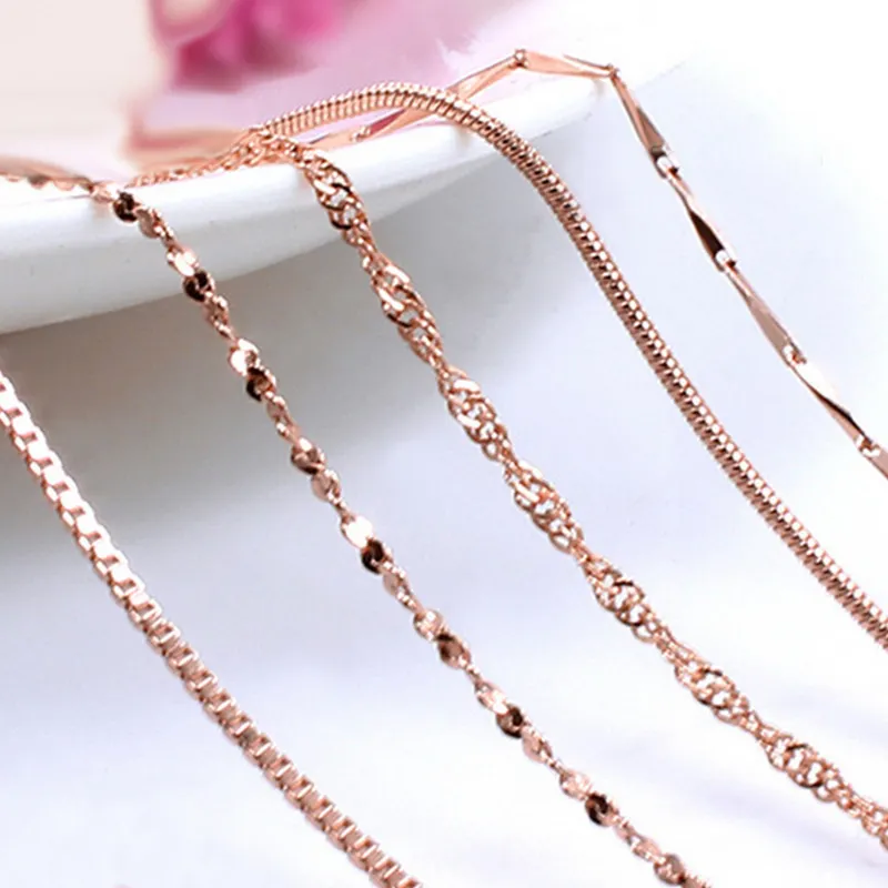 Rose Gold Women's Necklaces Snake Chain Elegant Water-Wave Chain Necklace Party Minimalist Neck Chains Gift Jewelry