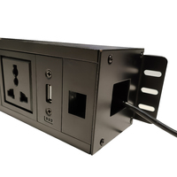 Penjualan laris soket meja logam lembaran hitam Universal 3-Ac Outlet catu daya listrik