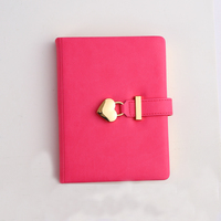 A5/A6 Cahier quotidien Journal Fournitures de bureau Papeterie Heart Lock Cuir Couverture rigide PU Imprimé Notetake's Dream Diary