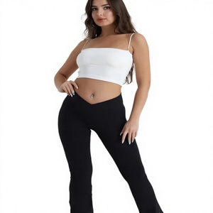 High Elastic Waist Full Length Yoga <b>Leggings</b> Solid Color Spandex/Polyester Four-Way Stretch Anti-Bacterial Quick Dry Breathable - Product Image 1