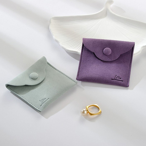 1mm <b>Thick</b> Custom Printed Microfiber Bracelet <b>Ring</b> Snap Button Soft Suede Jewelry Packaging Pouches - Product Image 3