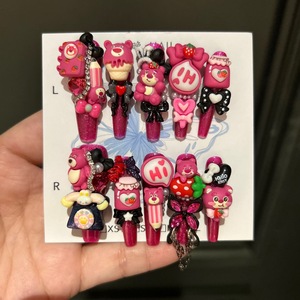 <span class=keywords><strong>เล็บ</strong></span>ปลอม<span class=keywords><strong>ลาย</strong></span>การ์ตูนหมีสตรอว์เบอร์รี่สุดหรู งานแฮนด์เมด ดีไซน์น่ารักสุดๆ <span class=keywords><strong>ลาย</strong></span>สี่เหลี่ยม สำหรับมืออาชีพ ปิดเต็มเ<span class=keywords><strong>ล</strong></span>็บ - Product Image 4