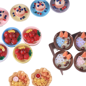 Jouets alimentaires de simulation caoh, desserts, gâteaux, frites, grands bols, baies, aimants de réfrigérateur DIY, porte-clés, pendentifs, résine - Product Image 2