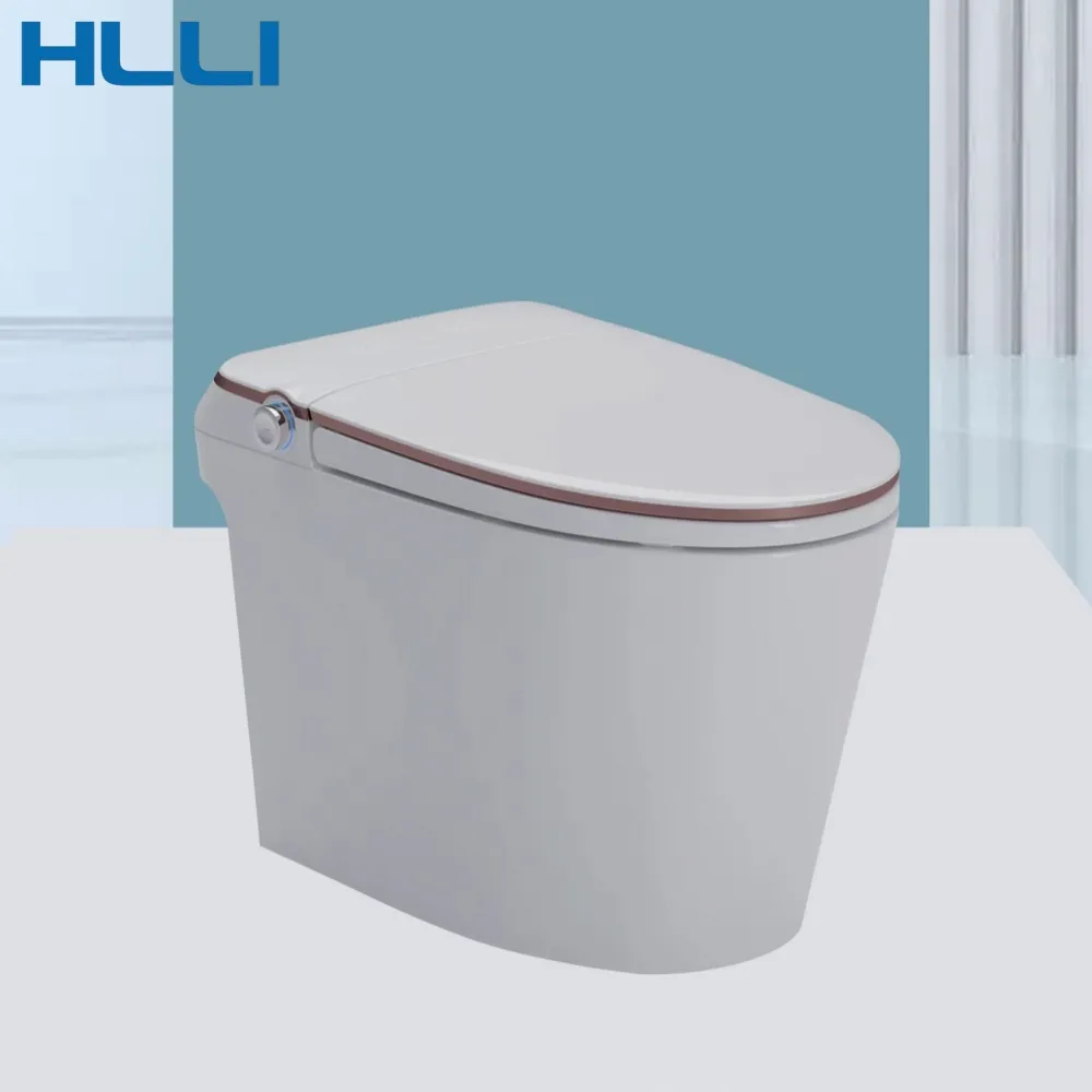 HLLI intelligent one piece toilet bathroom automatic flushing toilets seat side remote smart toilet