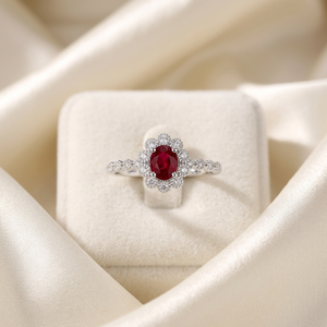 High Quality New Classic 18K Solid White Gold Real Natural Diamond Ruby Rings Pave Setting Fine Jewelry Set Women's Anniversary - Product Image 5