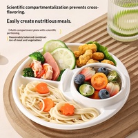 Assiette peu profonde à compartiments en plastique PP et paille de blé, assiette de dîner ménagère pour la réduction des graisses, ensemble d'ustensiles pour enfants, incassable, pour pique-nique