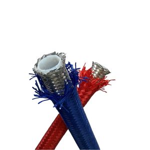 Servizio di Taglio Personalizzato Tubo Intrecciato Bianco Blu Verde Rosso Manicotto in Acciaio Inox PTFE AN3 Linea Freno Plastica QINGQIAN Sicurezza - Product Image 3