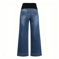 Jeans de maternité grande taille pour femmes, coupe large, soutien du ventre, denim extensible, vêtements décontractés confortables