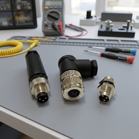 Connecteur étanche M12 DIN 4P IP67 en cuivre plaqué or 12V, type T/Y, mâle vers femelle