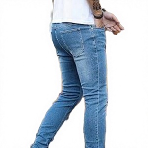 Factory Direct Sales of European and American Men's High Waist Stretch Straight Casual Jeans Distressed Wash - Product Image 1