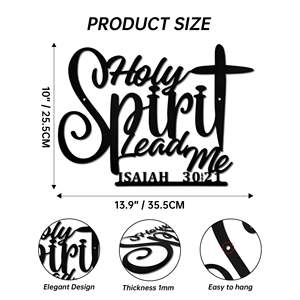 Decoraciones Metálicas de Pared con Escrituras Bíblicas - "Espíritu Santo, Guía mi Camino", Letrero Religioso con Cruz, Decoración Cristiana para <span class=keywords><strong>el</strong></span> Hogar - Product Image 3