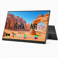 Moniteur portable AHXJKA 16 pouces IPS 1920x1200 1200P 60Hz avec haut-parleurs intégrés, alimentation OEM, un seul câble, compatible Win/Mac/Console