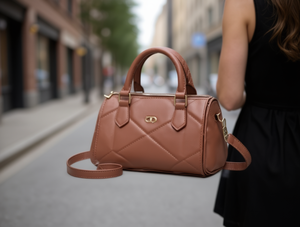 Borsa Boston da Donna in Vera Pelle con Tracolla Rimovibile, Stile Classico per Uso Quotidiano, Capacità 3L - Product Image 2