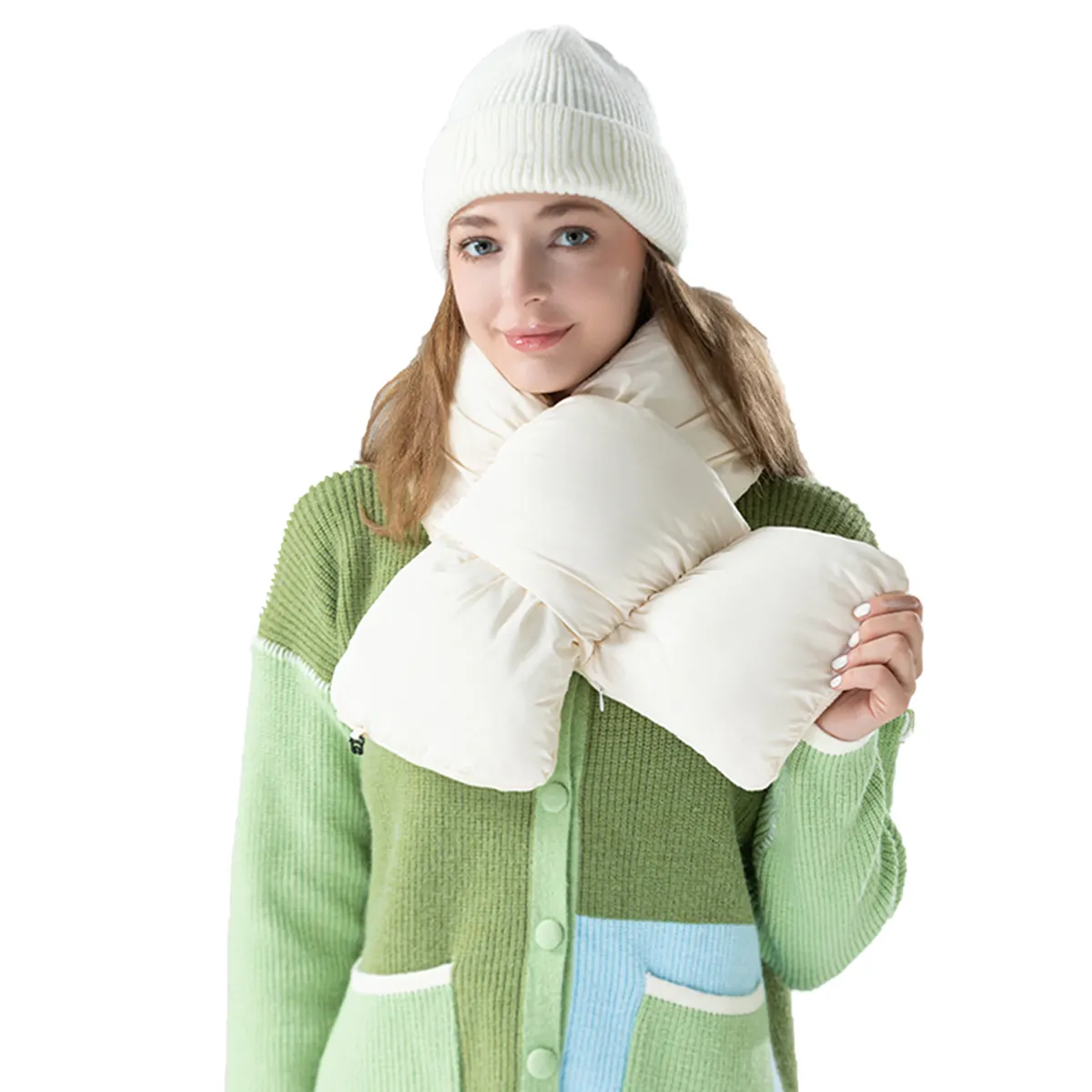 Bufanda térmica de algodón de espuma para hombre y mujer, calentador de cuello ligero y suave, cálido, 3 engranajes, para invierno