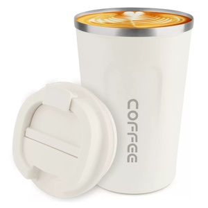 แก้วกาแฟสแตนเลสผนังสองชั้นแบบนำกลับมาใช้ใหม่ได้แก้วมัคเก็บความร้อนเซรามิกมีฝาปิดออกแบบได้ตามต้องการ12ออนซ์ - Product Image 6