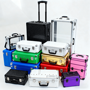 Boîte de rangement en aluminium, présentoir en acrylique, couvercle en verre, <span class=keywords><strong>valise</strong></span> <span class=keywords><strong>pour</strong></span> accessoires de montre, avec serrure à code, étui <span class=keywords><strong>pour</strong></span> ciseaux à cheveux - Product Image 3