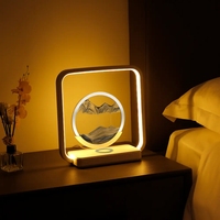 Lampe de table sans fil à gradation pour peinture au sable Lampe de table à trois températures de couleur Sablier Veilleuse 3D dynamique pour peinture au sable mouvant
