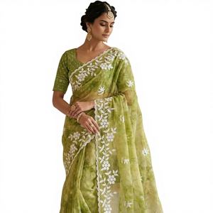 Dupatta Banarasi pour femmes en rayonne, tenue ethnique indienne pour les fêtes d'été, style pakistanais, ensemble de sari/sari/shari, gaufré, séchage rapide, vintage - Product Image 1