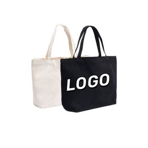 Sac en toile de coton vierge avec fermeture éclair et poignées, écologique, réutilisable, pour courses, maquillage, sac à main, idéal pour le bricolage - Product Image 3