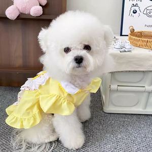 Dog <b>Princess</b> Dress Yellow Red Dots Lolita Style Summer Breathable Skirt Small Pet <b>Clothes</b> - Product Image 4