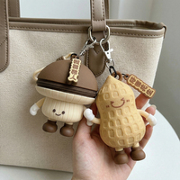 Porte-monnaie en silicone 3D mignon en forme d'animal, porte-clés, mini-portefeuille à fermeture éclair, breloque de sac, pochette portable pour monnaie et rangement d'écouteurs