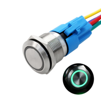 Saklar Tombol Tekan Langir Tahan Air IP67/IP65 3A 250V Momentary/Latching Berlampu 19mm
