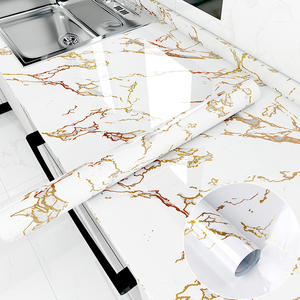 Papel Tapiz Vinílico 3D de PVC con Acabado Brillante en Mármol Dorado, Autoadhesivo, Moderno, Impermeable y Antiaceite, Paneles Decorativos para Pared - Product Image 4