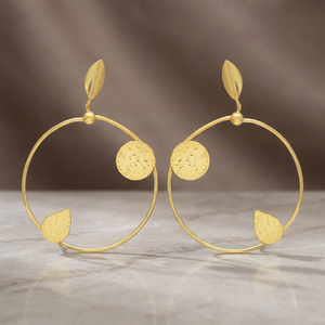 JAIPUR GEMS JEWELRY LARGE 18K GOLD PLATED MANDALA INDIAN ETHNIC TRIBAL STAINLESS STEEL STUD <b>EARRINGS</b> CRYSTAL RHINSTONE for - Product Image 2