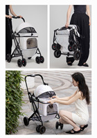 Poussette pour animaux de compagnie à 4 roues avec cadre en métal personnalisé, légère, pliable, pour usage commercial
