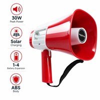 Haut-parleur portable sans fil solaire 30W avec mégaphone, en ABS, alimenté par batterie, pour diffusion publique
