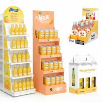 Support d'affichage en carton pliable et recyclable sur pied pour bouteilles de vin et de bière avec 4 étagères - Utilisation en supermarché pour les boissons