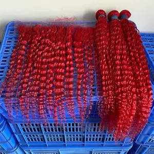 99J capelli ricci fasci di capelli con intreccio frontale tessuto umano brasiliano, riccio Paypal visone brasiliano fornitore di capelli 8-30 pollici