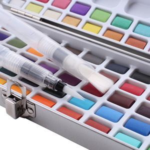 Ensemble de peinture à l'aquarelle solide avec 50, 90 ou 100 couleurs, boîte pliable pour pigments artistiques et pinceau, pour toile, papier, verre et dessin - Product Image 2